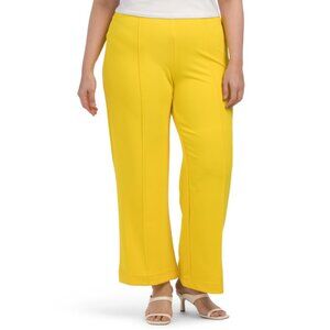 LOVE BY DESIGN Yellow Plus Pull On Scuba Crepe Pants